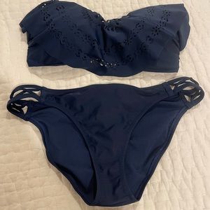 Jessica Simpson navy bandeau bikini